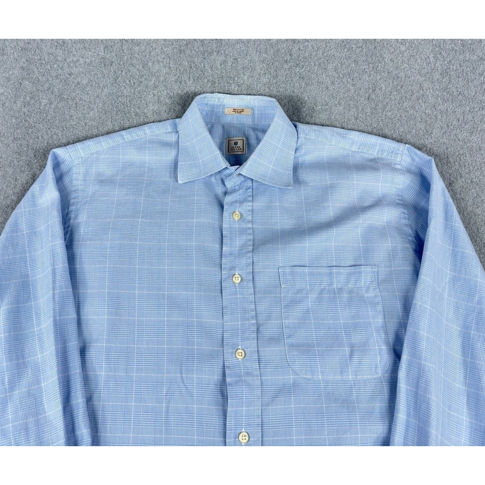 Peter Millar Shirt Mens L Long Sleeve Plaid Blue Button Down Single Pocket